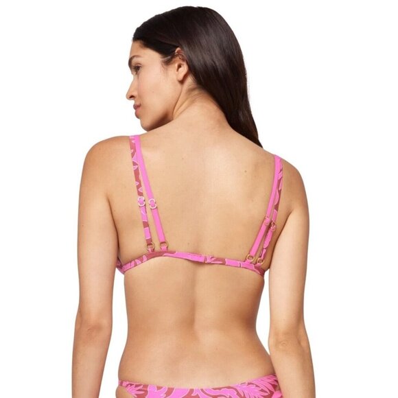 L*SPACE Womens Size L Tiki Tiki Pink Print Finneas Triangle Bikini Top NWT - Picture 9 of 11